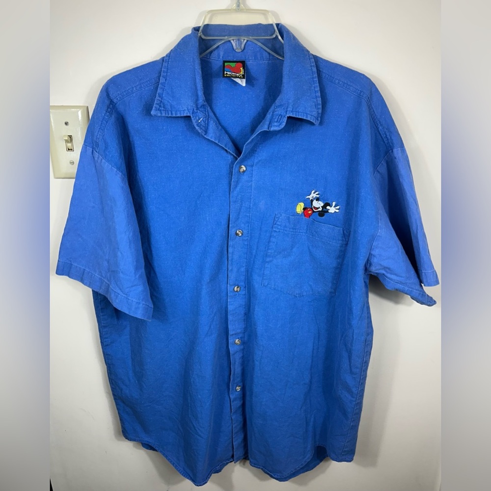 Vintage Mickey Unlimited‎ Jem Sportswear Embroidered Shirt Men’s L Blue Retro